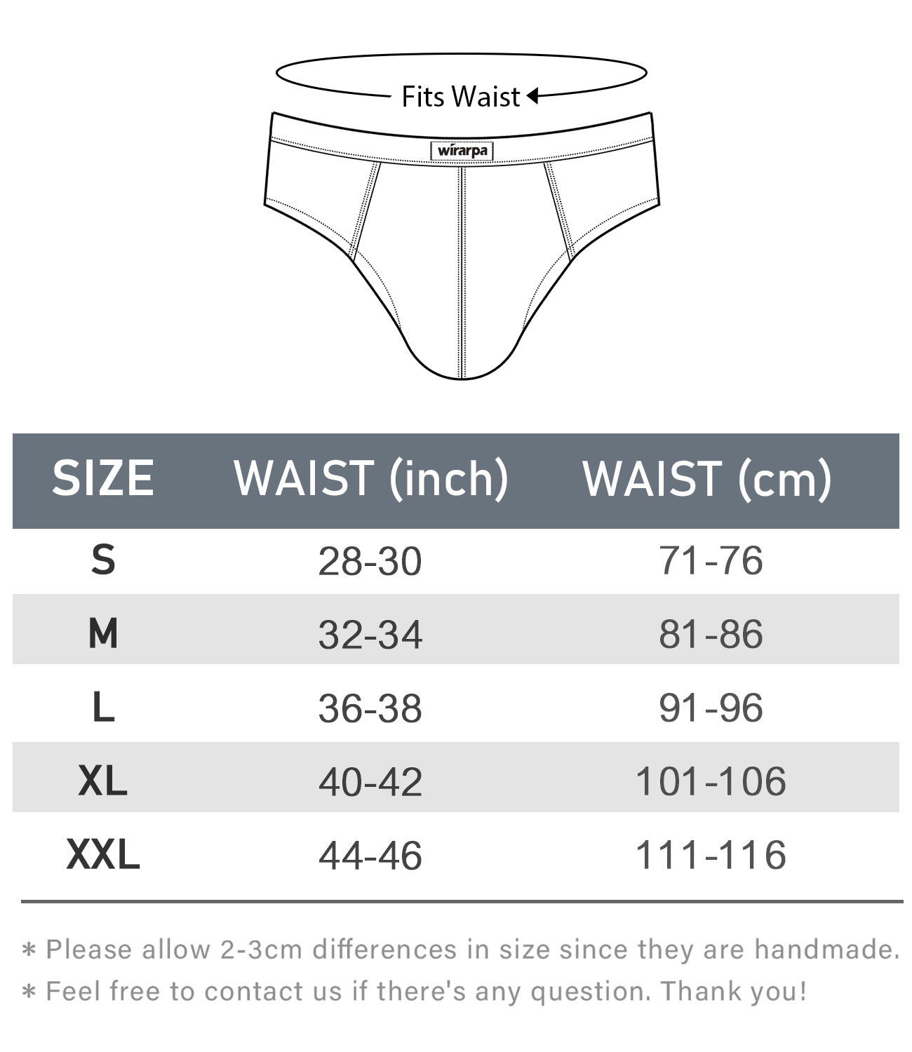 wirarpa Men’s No Fly Covered Waistband 100 Cotton Briefs 4 Pack