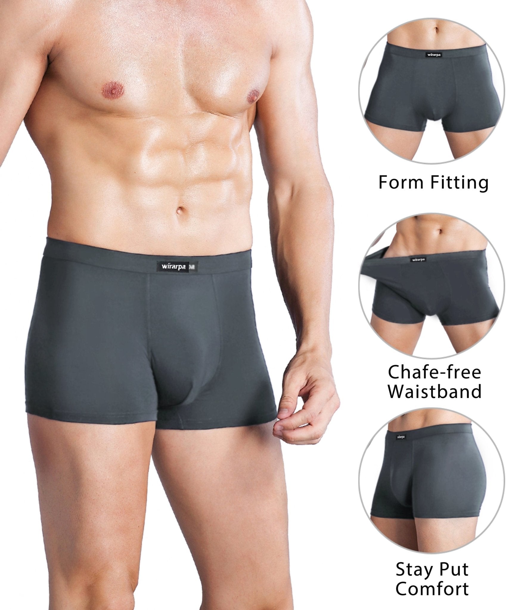 wirarpa Men’s Breathable Viscose Trunk Underwear Solid 4 Pack - Wirarpa Apparel, Inc.