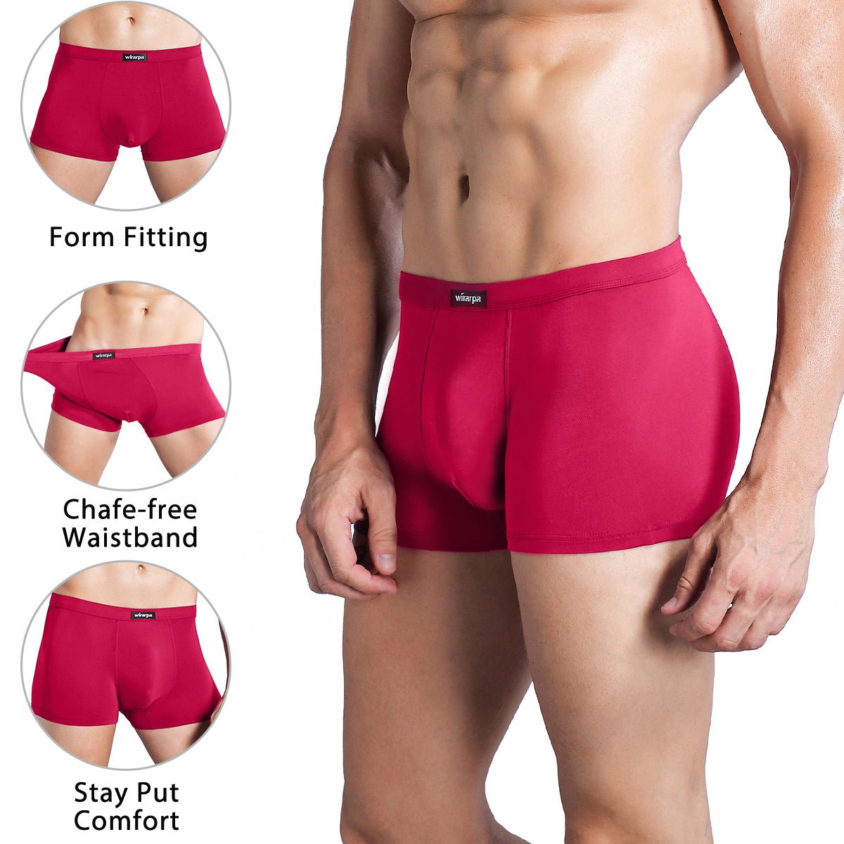 wirarpa Men’s Breathable Viscose Trunk Underwear Solid 4 Pack - Wirarpa Apparel, Inc.