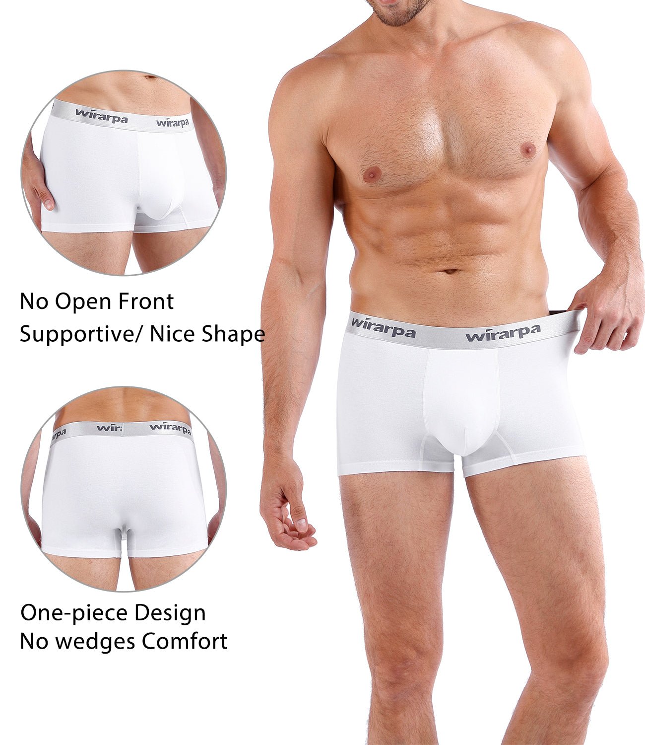 wirarpa Men’s Tagless Cotton Stretch Trunks with Wide Waistband 4 Pack - Wirarpa Apparel, Inc.