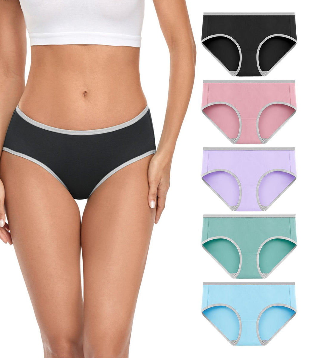 wirarpa Women’s Mid Low Rise Cotton Brief Panties 5 Pack