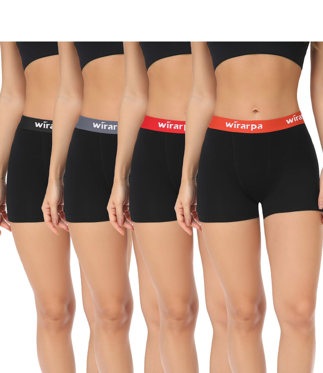 Wirarpa Women's Cotton Boxer Briefs Underwear Anti Chafe Boy Shorts 3  Inseam 4 Pack