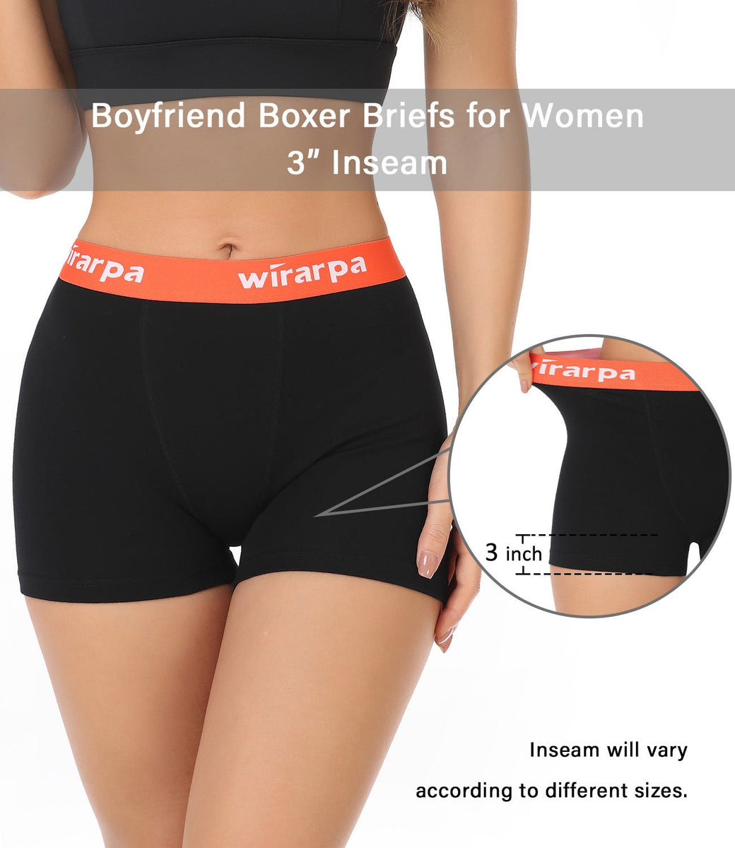 Wirarpa wirarpa Women's Cotton Boxer Briefs Underwear Anti Chafe Boy Shorts  3 Inseam 4 Pack White Small
