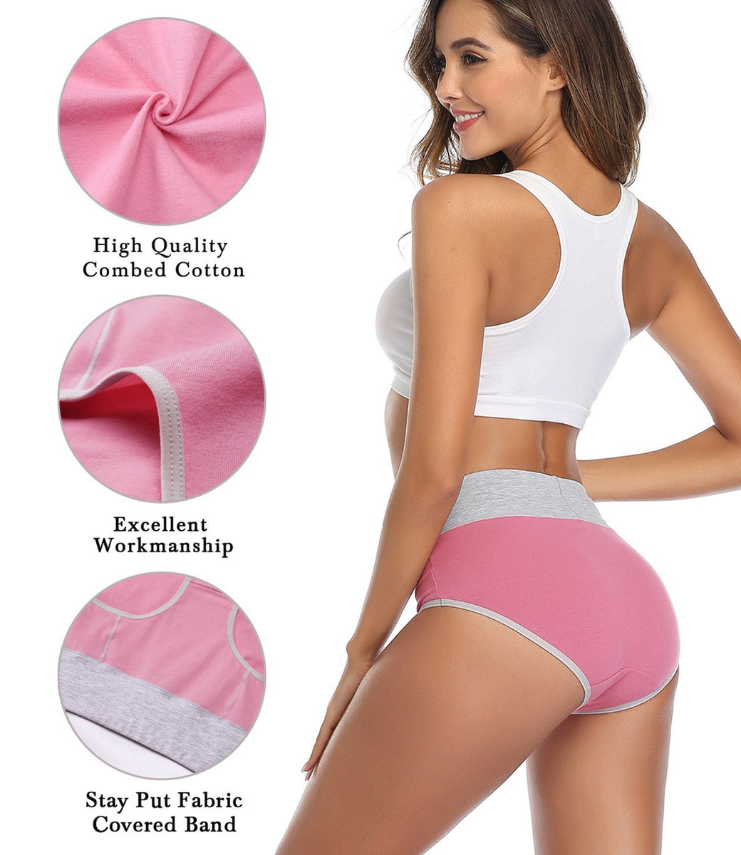 ikasus Women's Cotton Underwear Medium-waist Stretch Briefs Soft