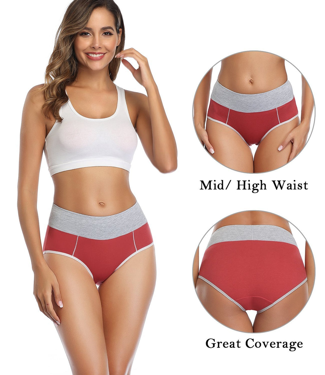 wirarpa Ladies High Waist Cotton Underwear with Beautiful Jacquard 4 Pack