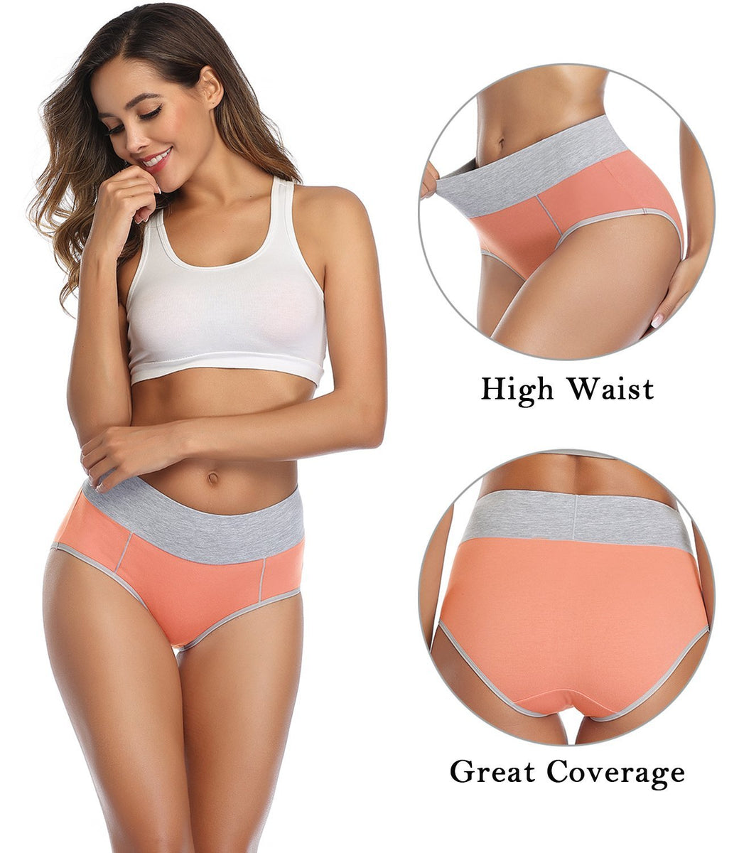 wirarpa Women’s High Waist Full Coverage Cotton Underwear 4 Pack