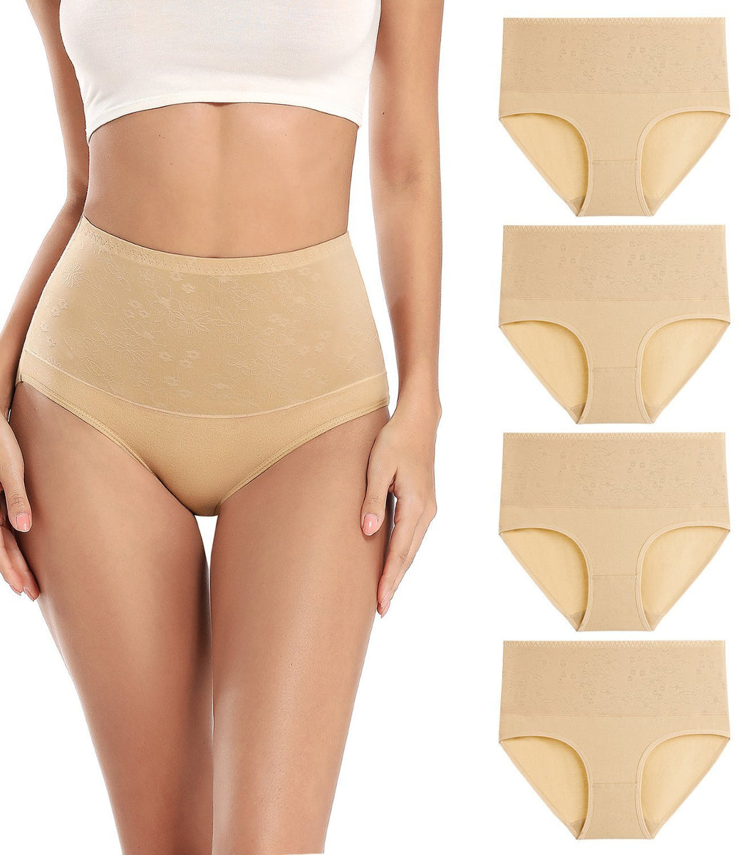 Lashapear Womens High Waist Underwear Solid Color Tummy Control