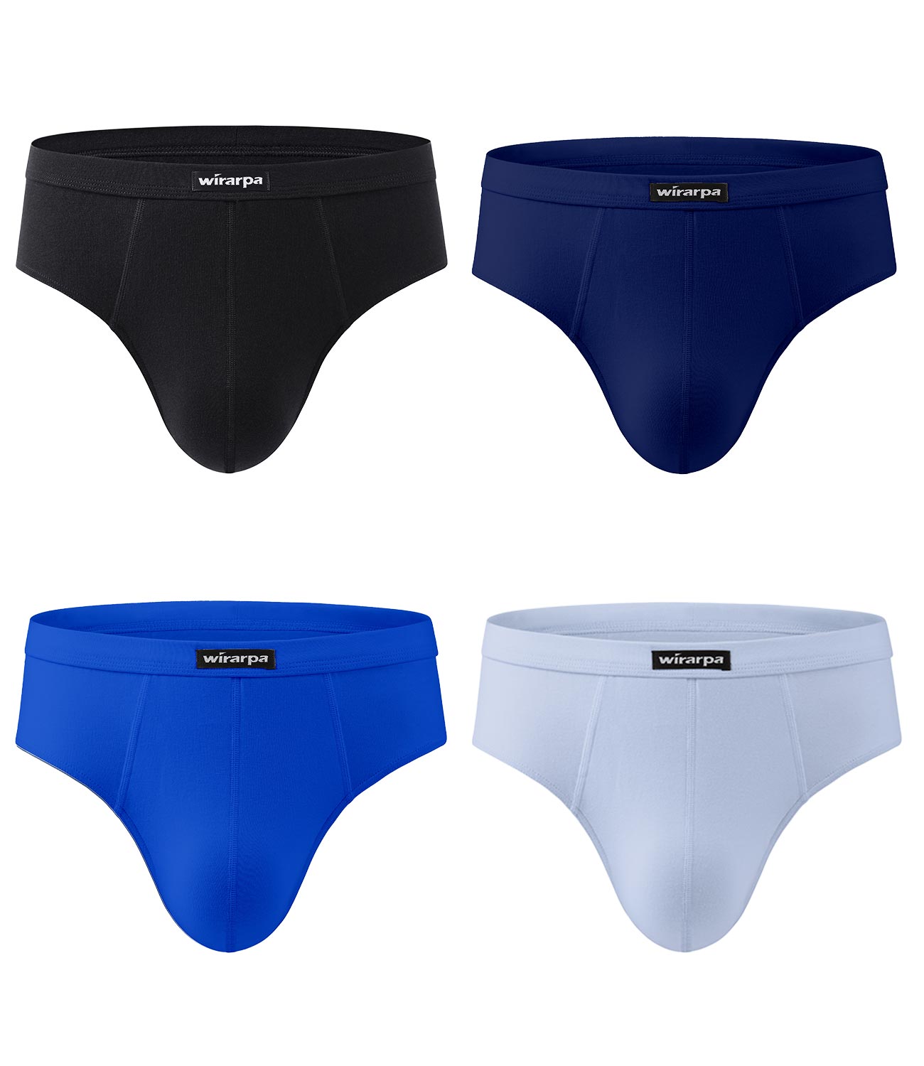 wirarpa Men's Underwear Cotton Stretch Briefs Covered Waistband Underpants No Fly 4 Pack