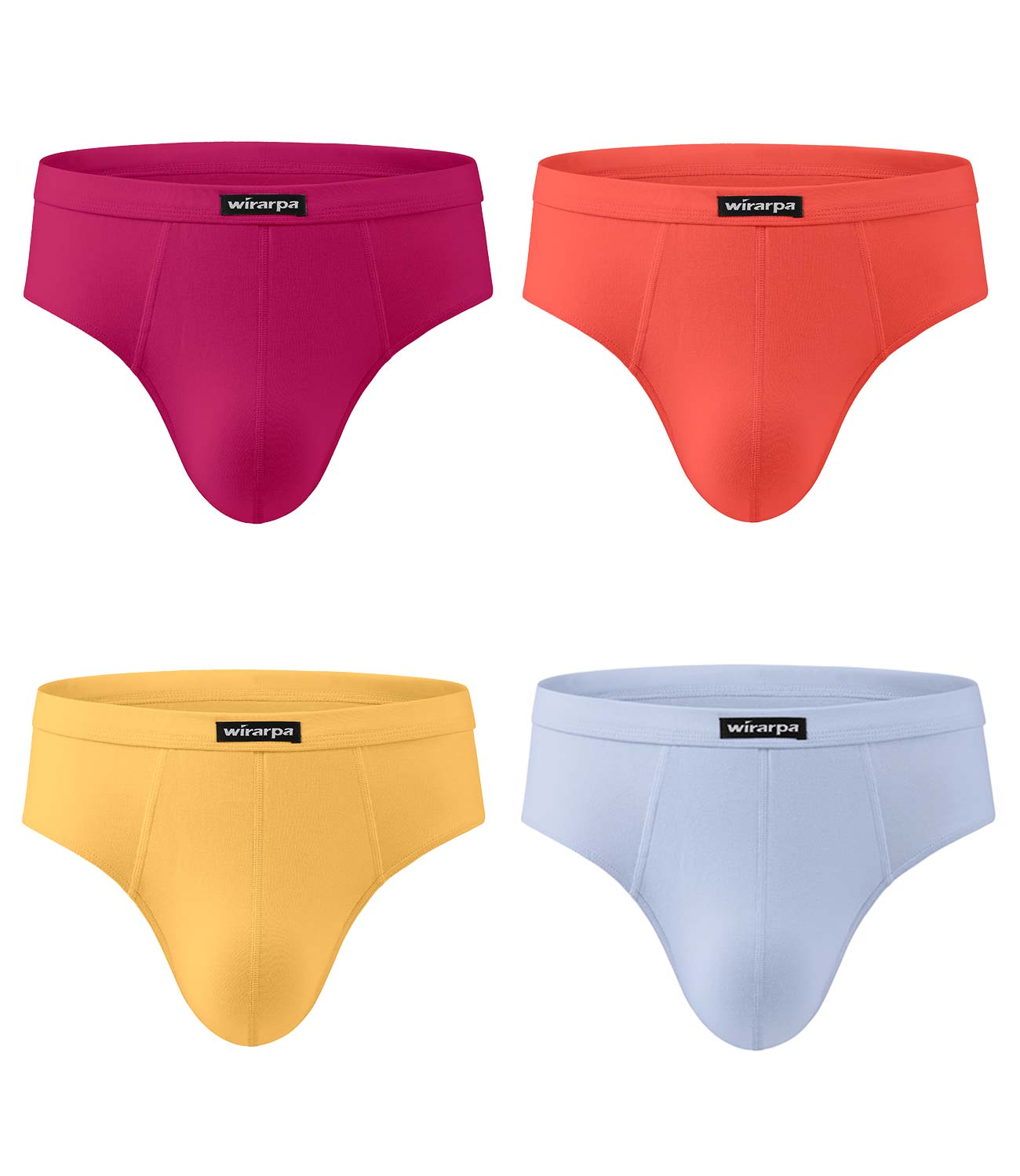 wirarpa Men's Underwear Cotton Stretch Briefs Covered Waistband Underpants No Fly 4 Pack