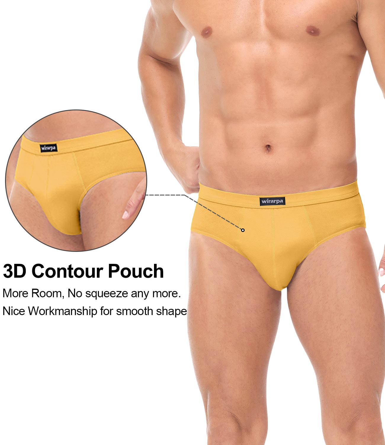 wirarpa Men's Underwear Cotton Stretch Briefs Covered Waistband Underpants No Fly 4 Pack