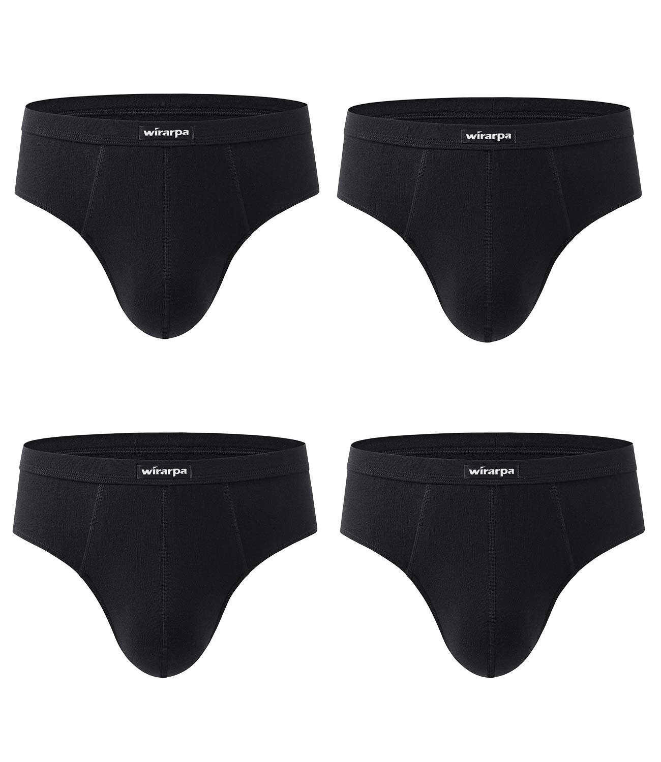 wirarpa Men's Underwear Cotton Stretch Briefs Covered Waistband Underpants No Fly 4 Pack