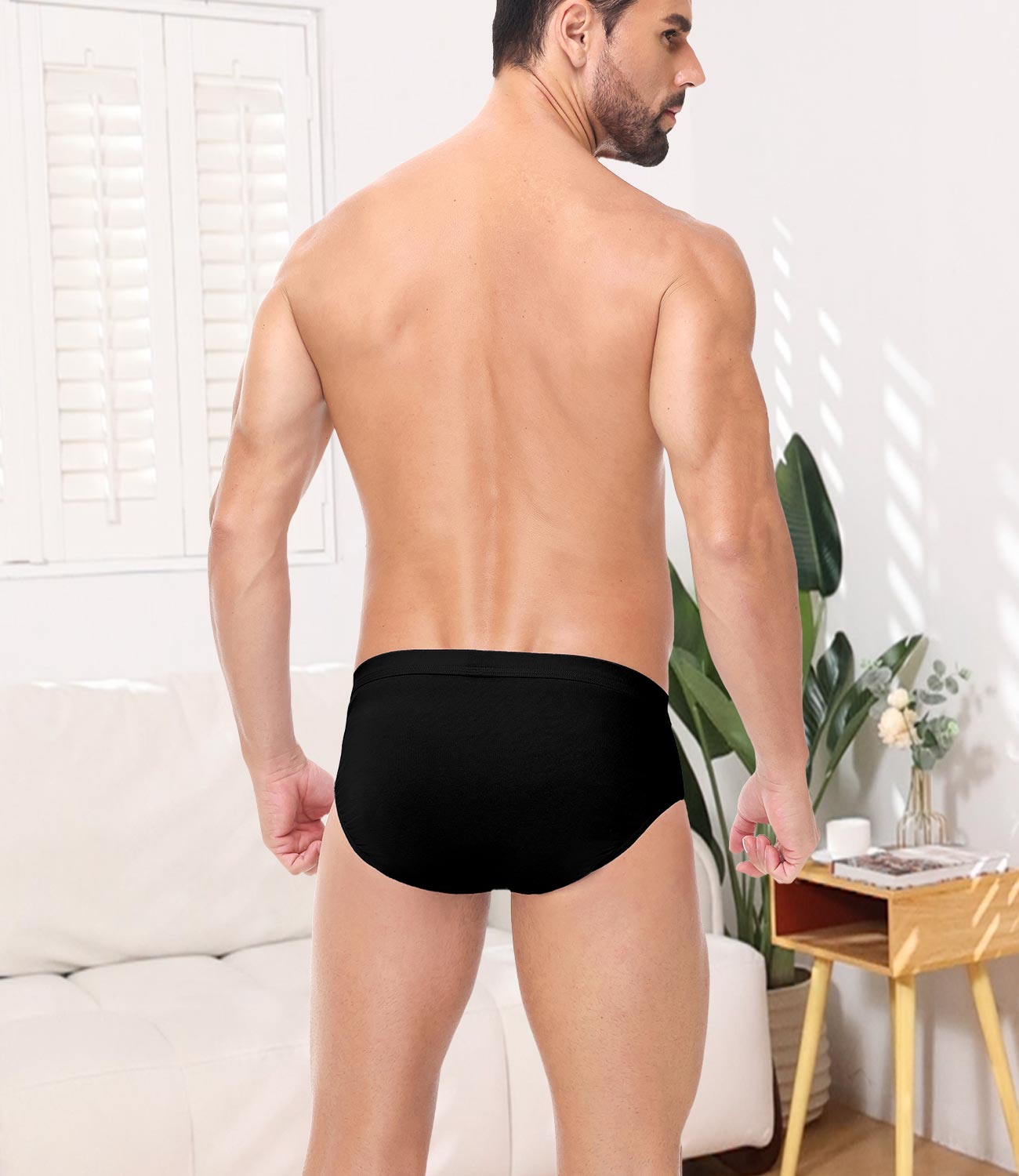 wirarpa Men's Underwear Cotton Stretch Briefs Covered Waistband Underpants No Fly 4 Pack