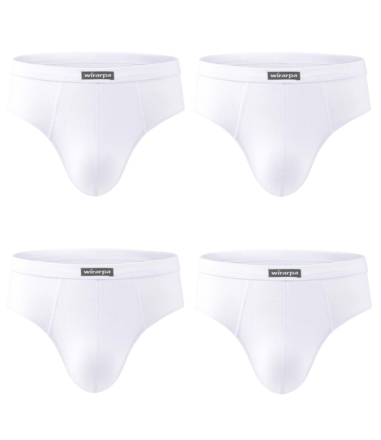 wirarpa Men's Underwear Cotton Stretch Briefs Covered Waistband Underpants No Fly 4 Pack
