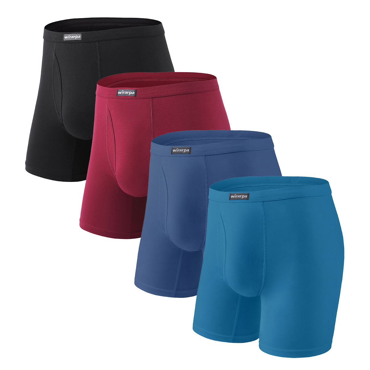 wirarpa Men's Underwear Boxer Briefs Micro Modal Covered Band Underpants with Fly 4 Pack