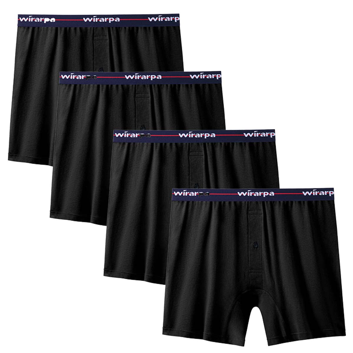 wirarpa Men's Boxer Shorts 100 Cotton Boxers Underwear Loose Fit Button Fly 4 Pack