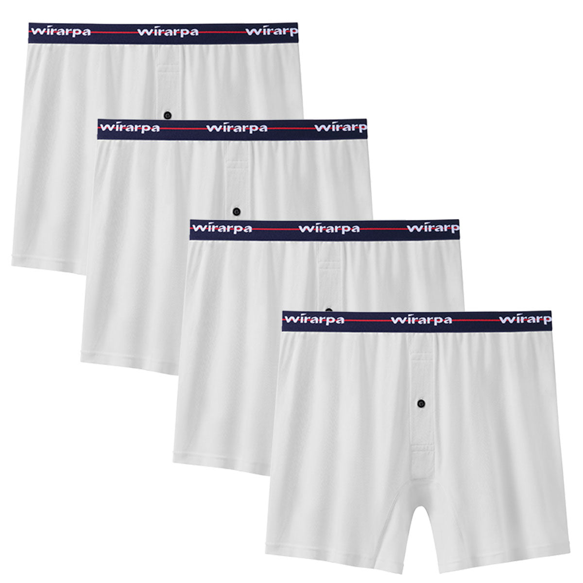 wirarpa Men's Boxer Shorts 100 Cotton Boxers Underwear Loose Fit Button Fly 4 Pack