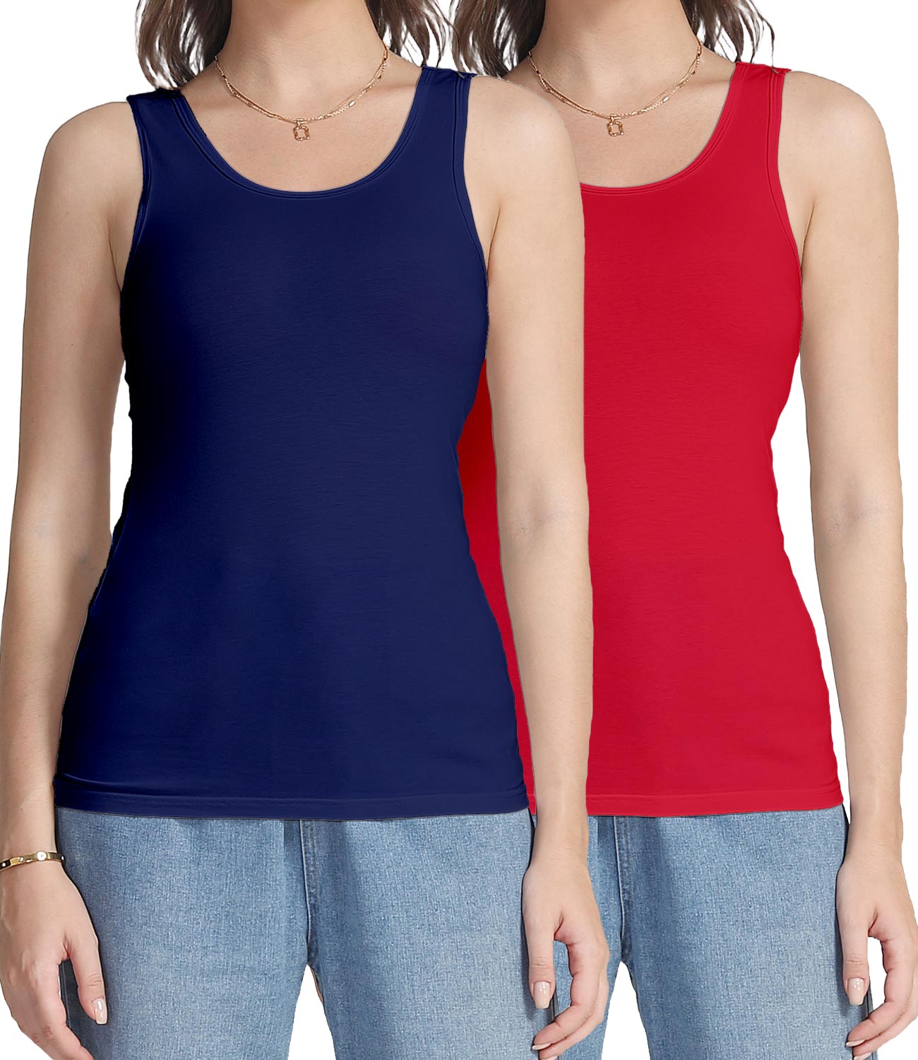 wirarpa Women's Tank Tops Cotton Undershirts Tanks Top Slim-Fit Camis Base Layer 2-Pack