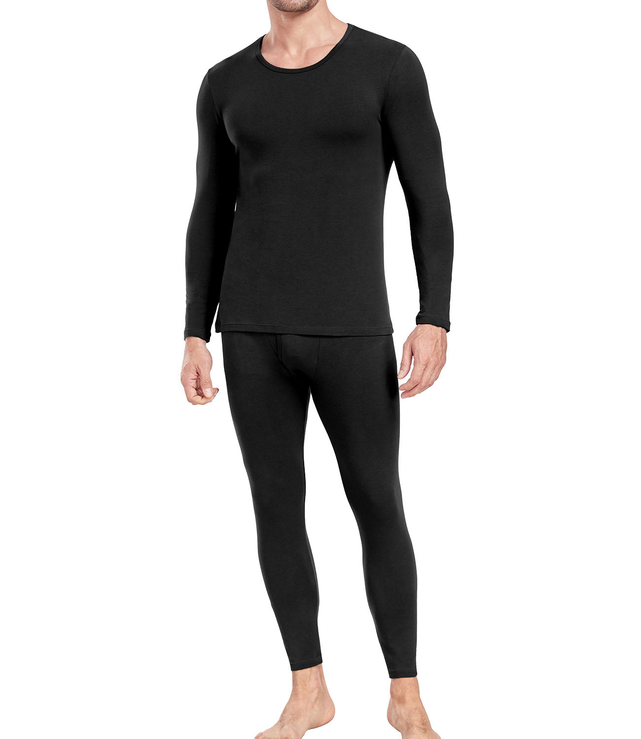 wirarpa Men's Cotton Base Layer Thermal Underwear Long Johns Long Sleeve Top and Bottom Set