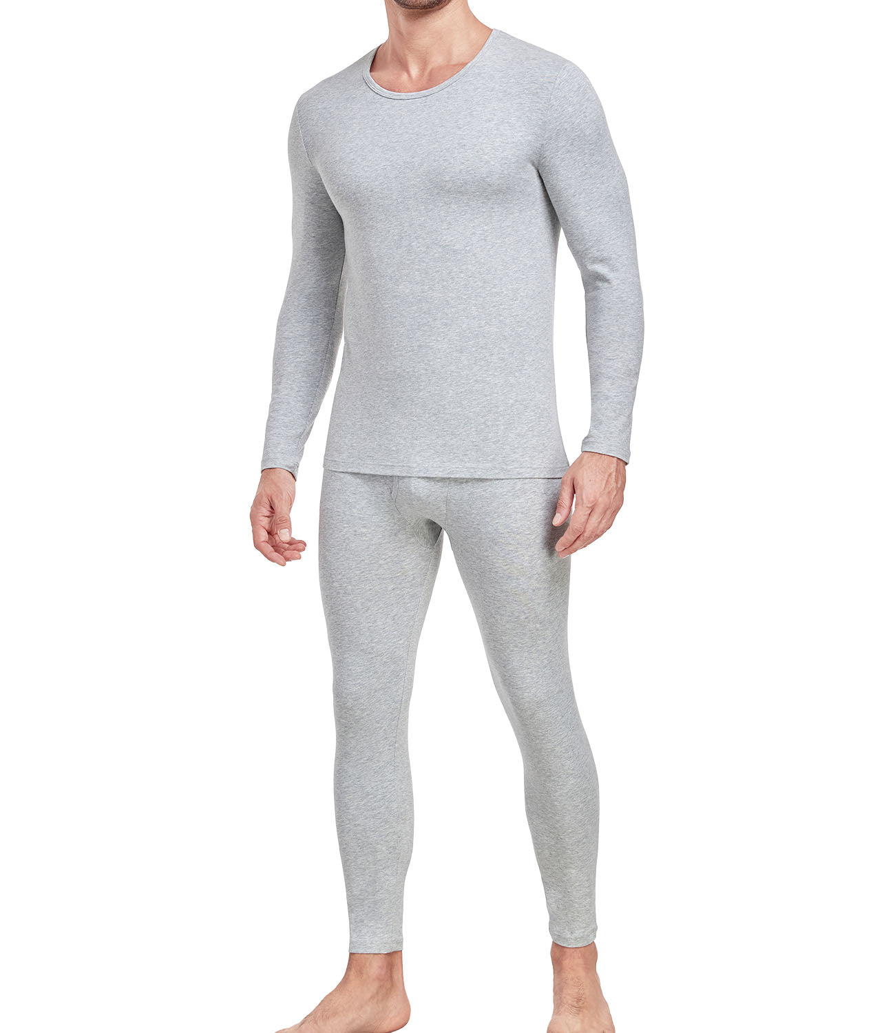 wirarpa Men's Cotton Base Layer Thermal Underwear Long Johns Long Sleeve Top and Bottom Set