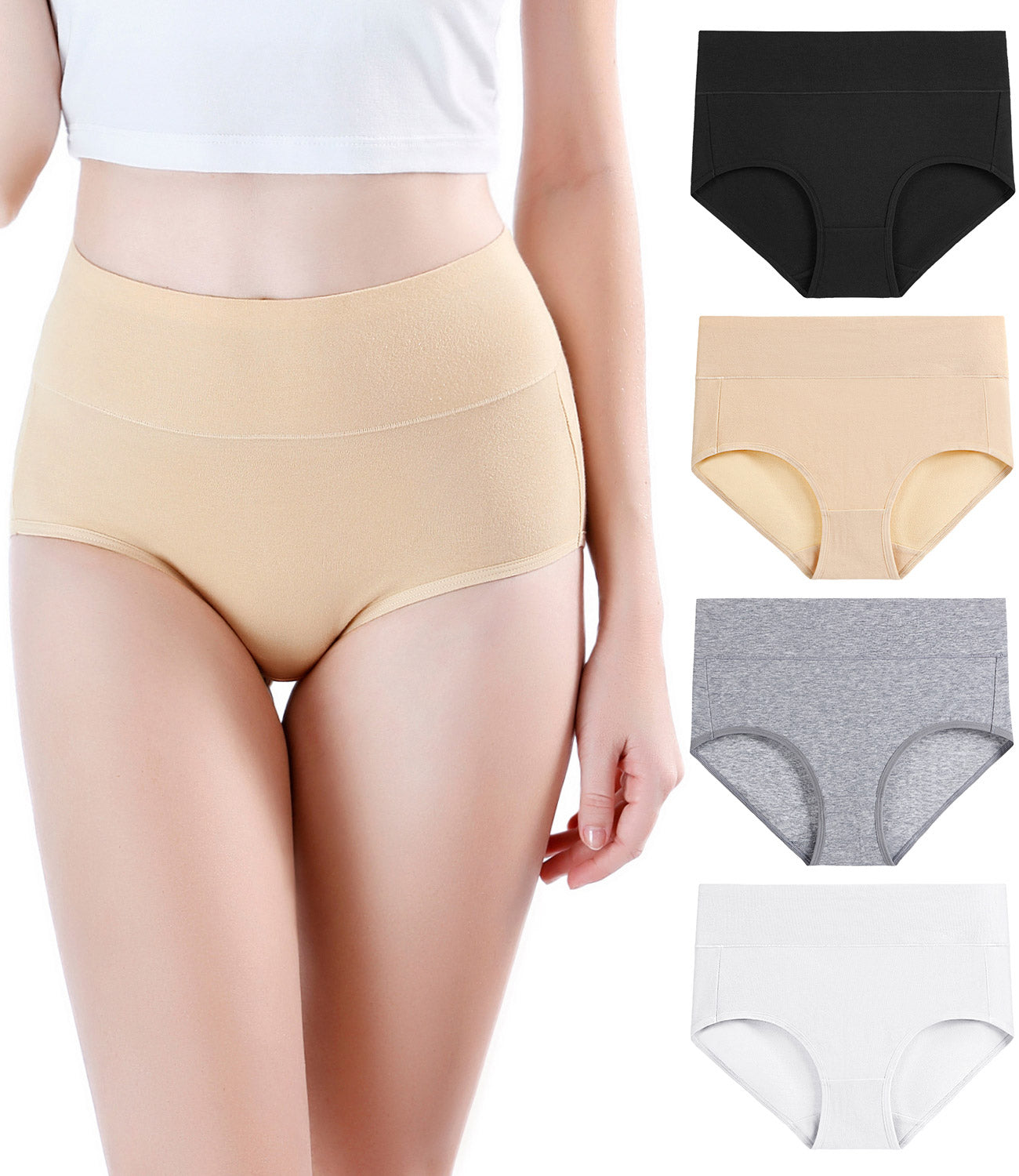wirarpa Women’s Stretchy High Waist Second Skin Viscose Panties Briefs 4 Pack