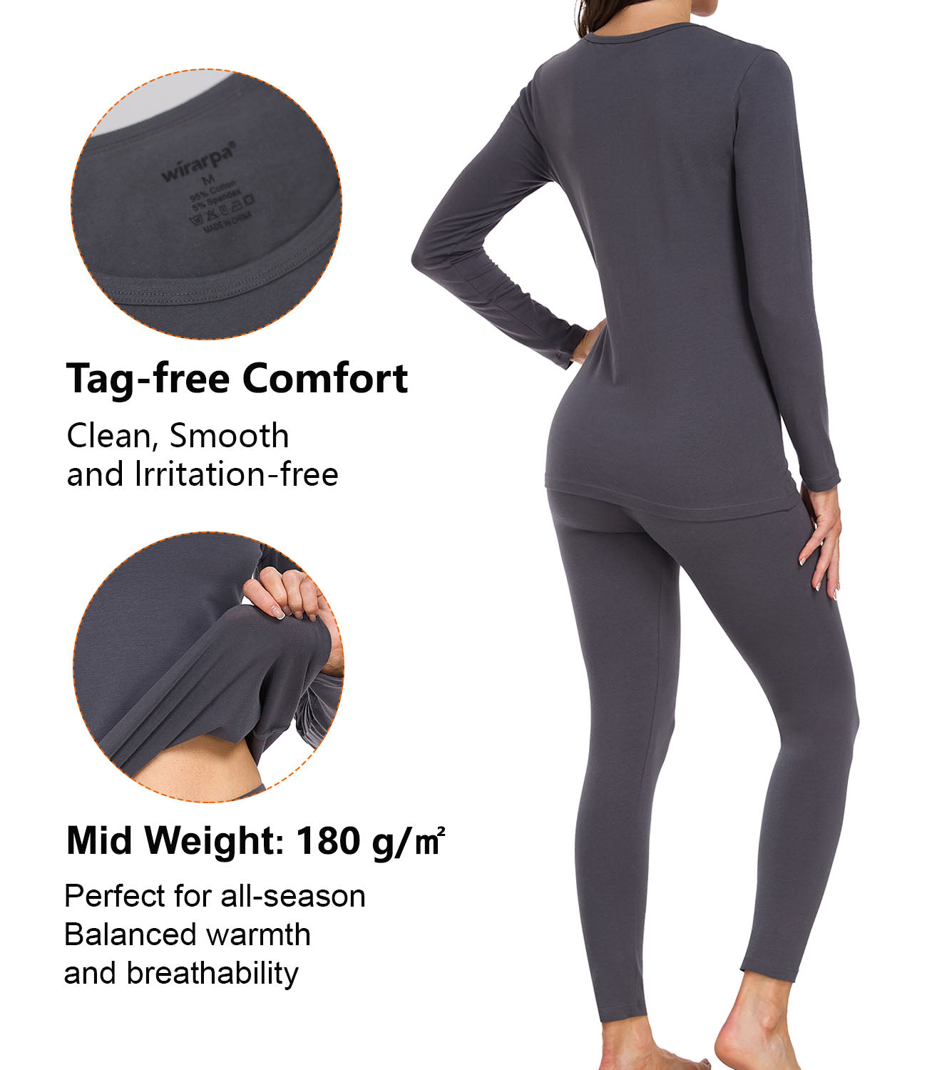 wirarpa Women's Cotton Thermal Underwear Set Long Johns Base Layer Pajama Set for Women Fall Top Bottom