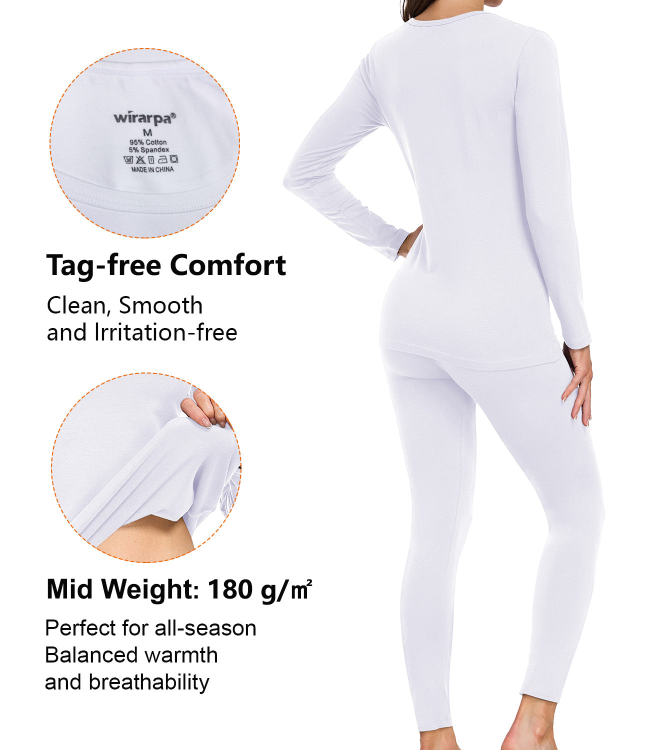 wirarpa Women's Cotton Thermal Underwear Set Long Johns Base Layer Pajama Set for Women Fall Top Bottom