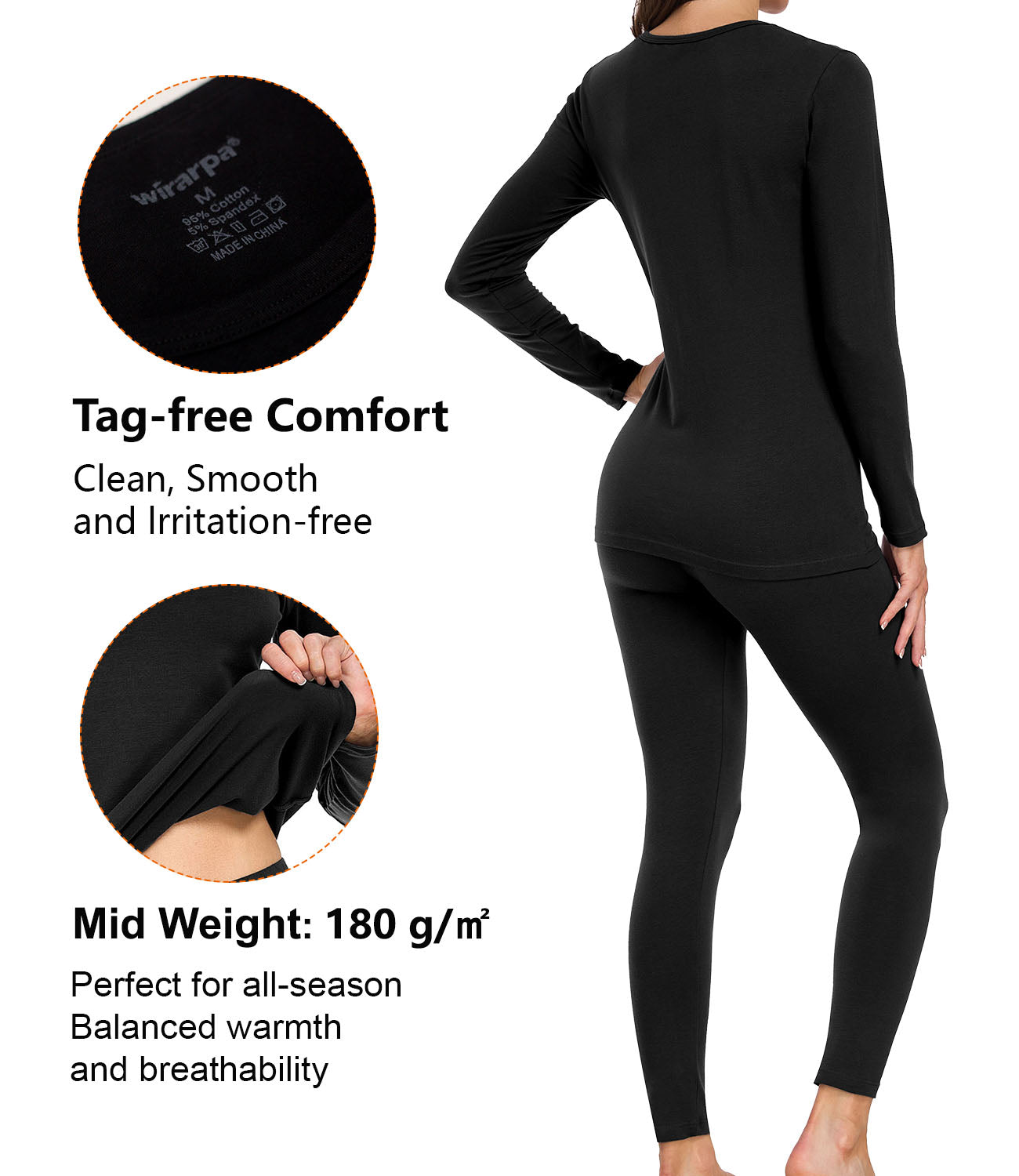 wirarpa Women's Cotton Thermal Underwear Set Long Johns Base Layer Pajama Set for Women Fall Top Bottom