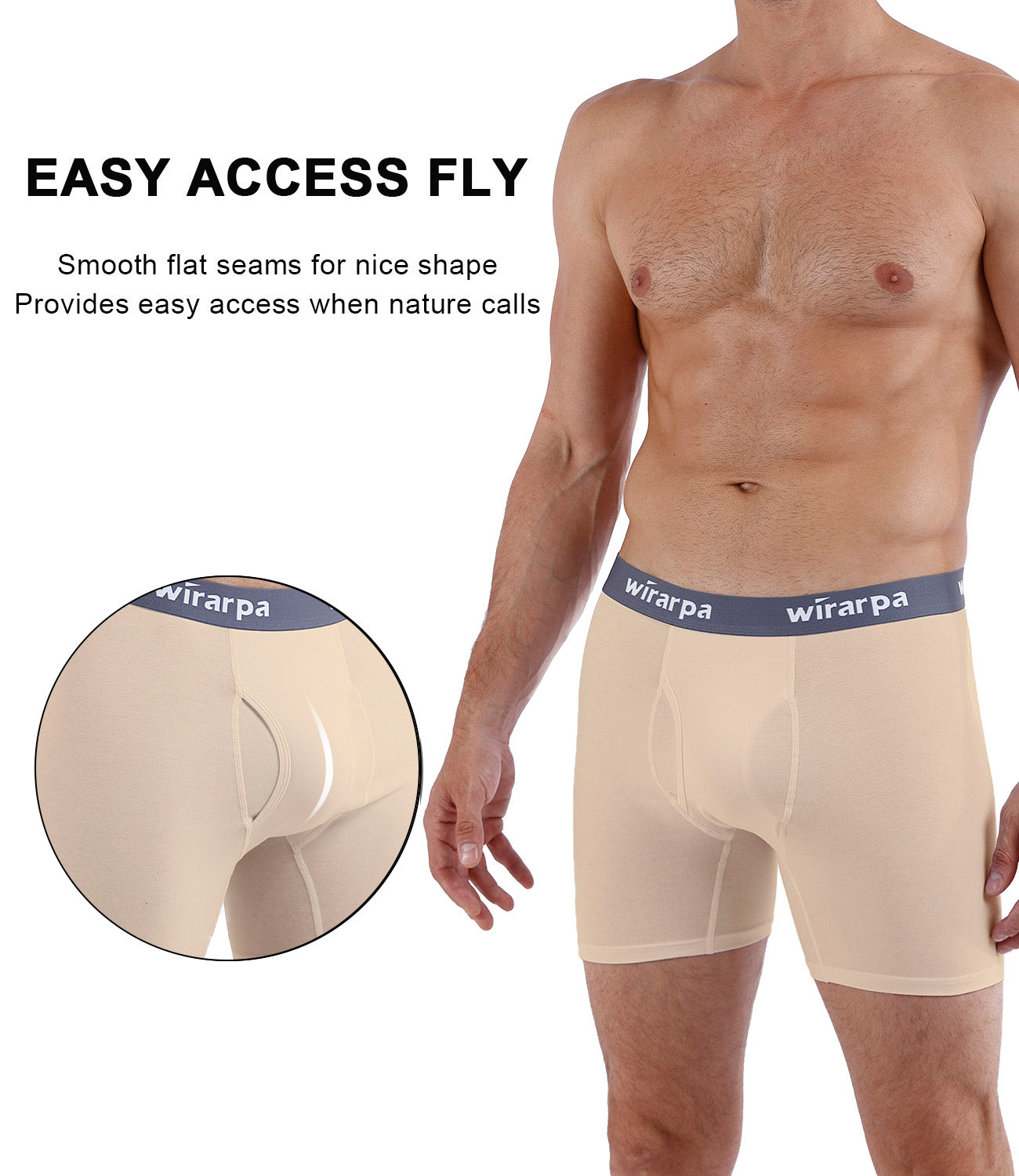 wirarpa Men's Cotton Boxer Briefs Underwear Regular Leg 4 Pack