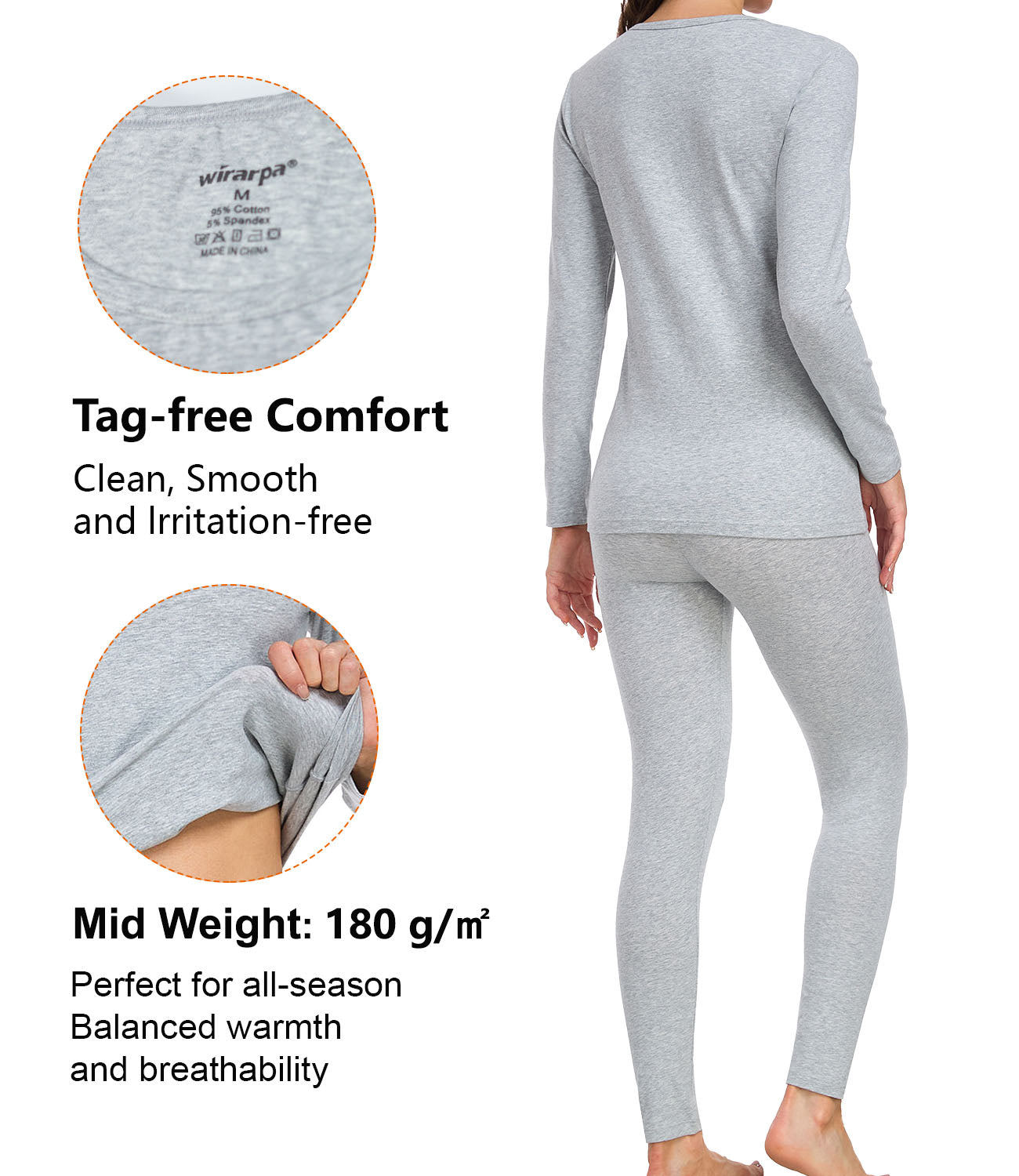 wirarpa Women's Cotton Thermal Underwear Set Long Johns Base Layer Pajama Set for Women Fall Top Bottom