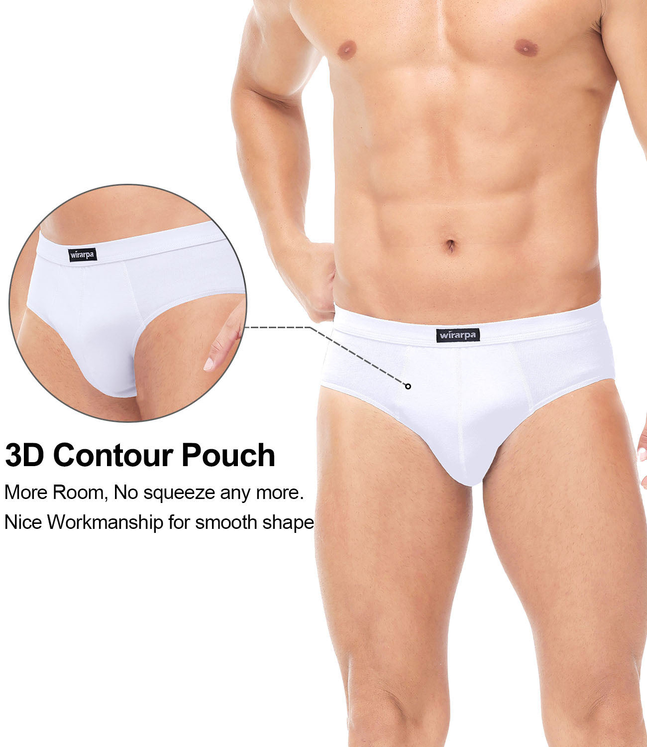 wirarpa Men's Underwear Cotton Stretch Briefs Covered Waistband Underpants No Fly 4 Pack