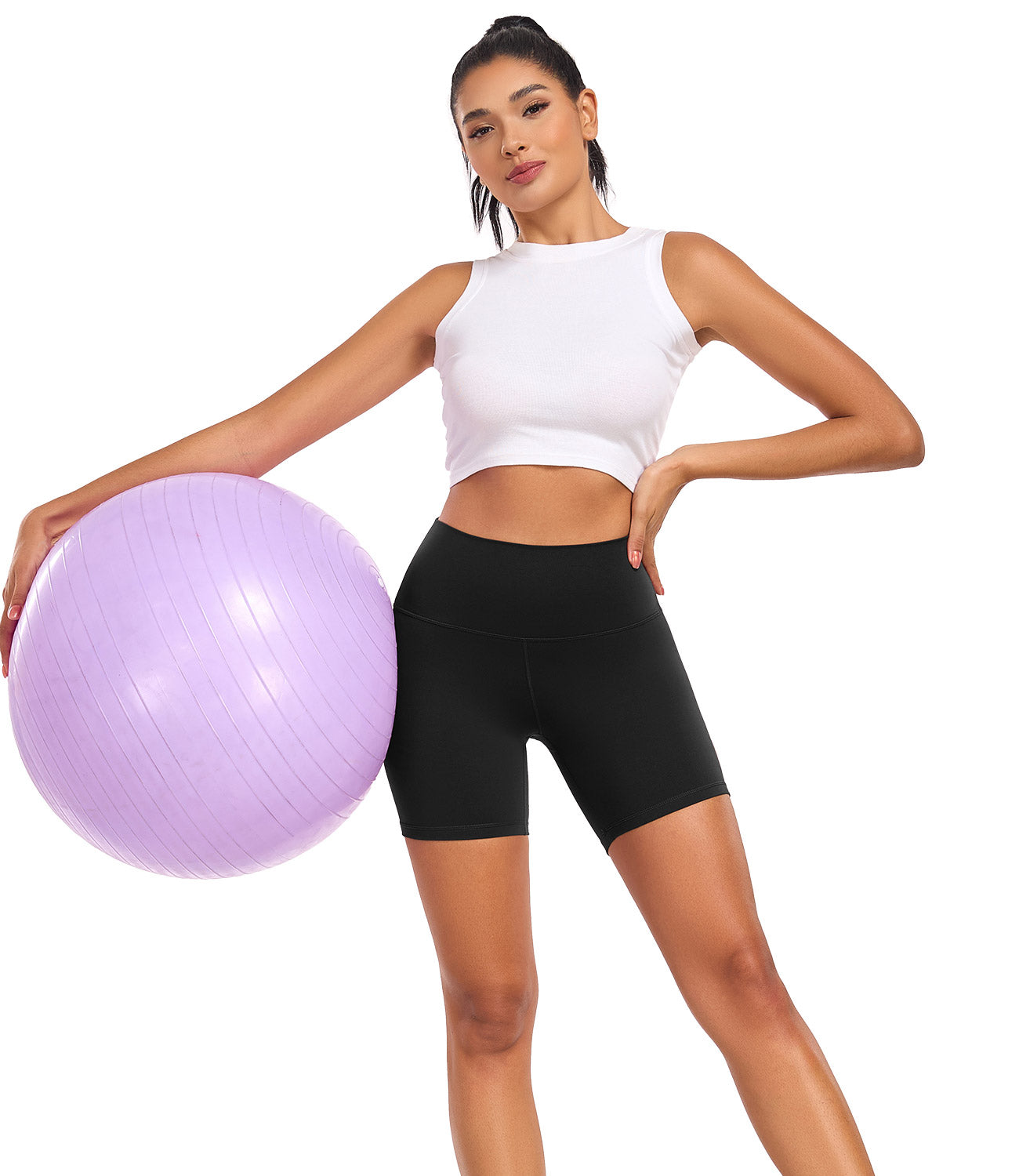wirarpa Women's Biker Shorts High Waisted Soft Workout Running Yoga Spandex Shorts 6 Inches