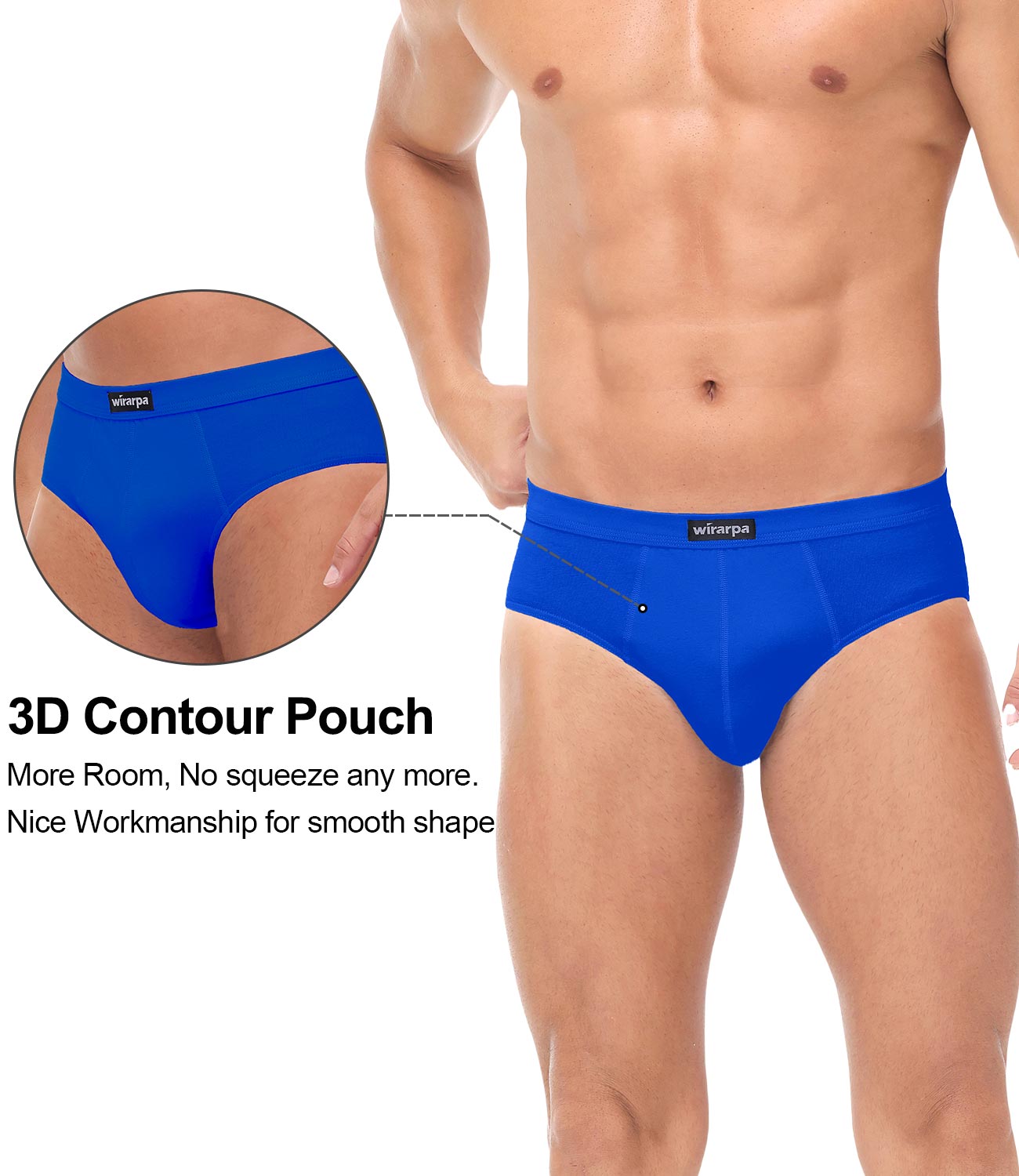 wirarpa Men's Underwear Cotton Stretch Briefs Covered Waistband Underpants No Fly 4 Pack