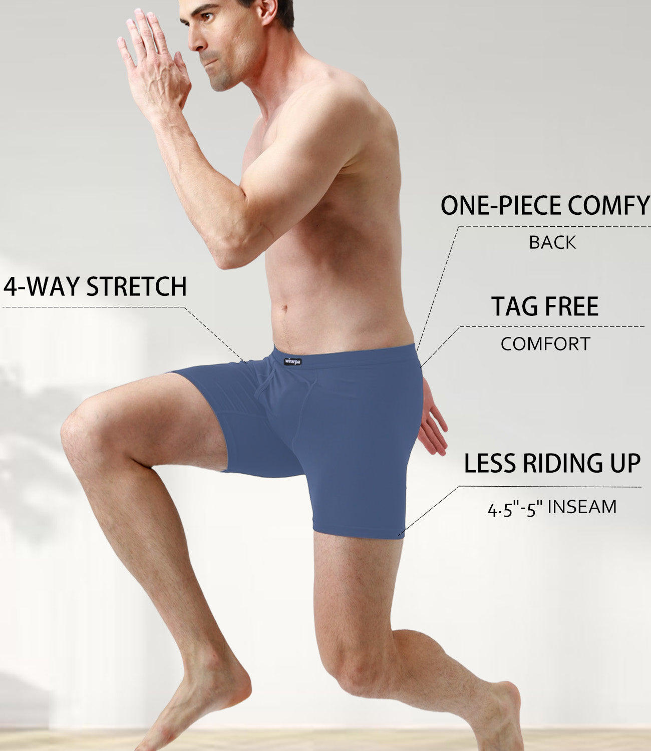 wirarpa Men's Underwear Boxer Briefs Micro Modal Covered Band Underpants with Fly 4 Pack