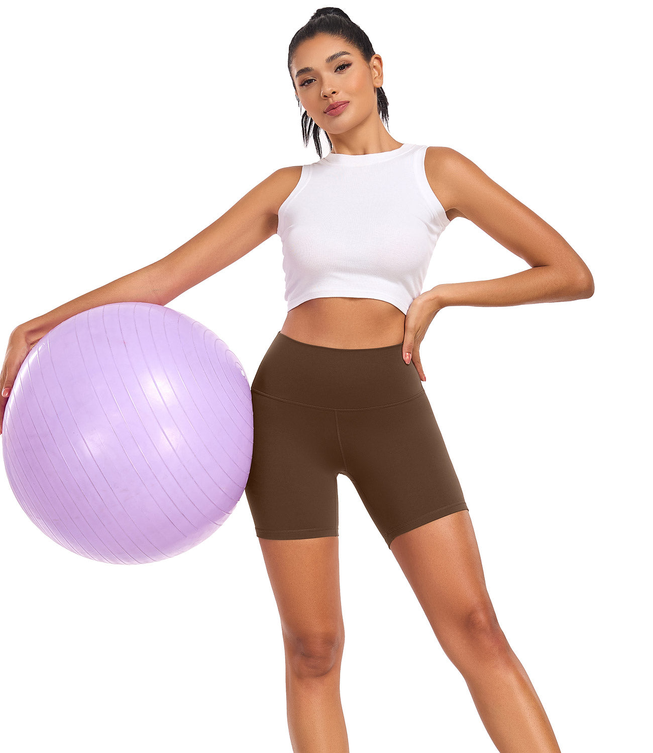 wirarpa Women's Biker Shorts High Waisted Soft Workout Running Yoga Spandex Shorts 6 Inches