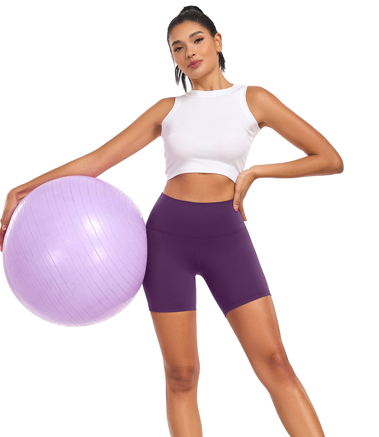 wirarpa Women's Biker Shorts High Waisted Soft Workout Running Yoga Spandex Shorts 6 Inches