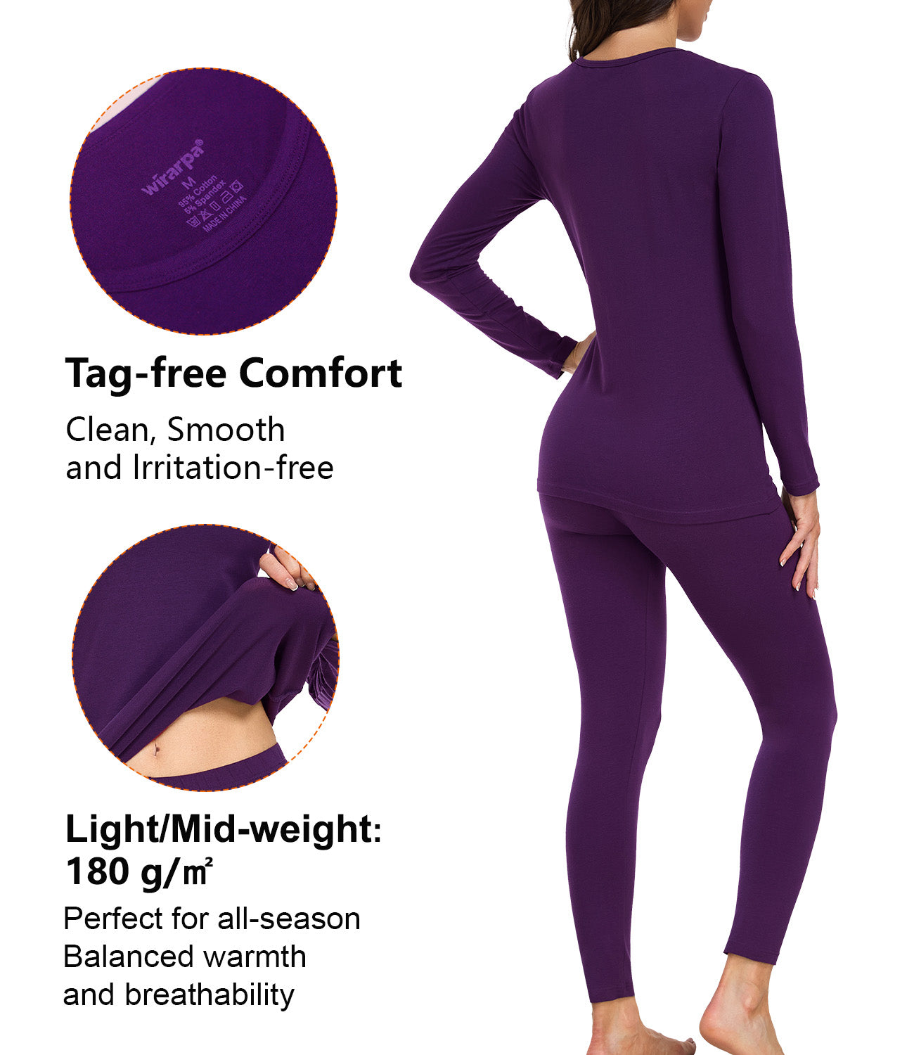 wirarpa Women's Cotton Thermal Underwear Set Long Johns Base Layer Pajama Set for Women Fall Top Bottom