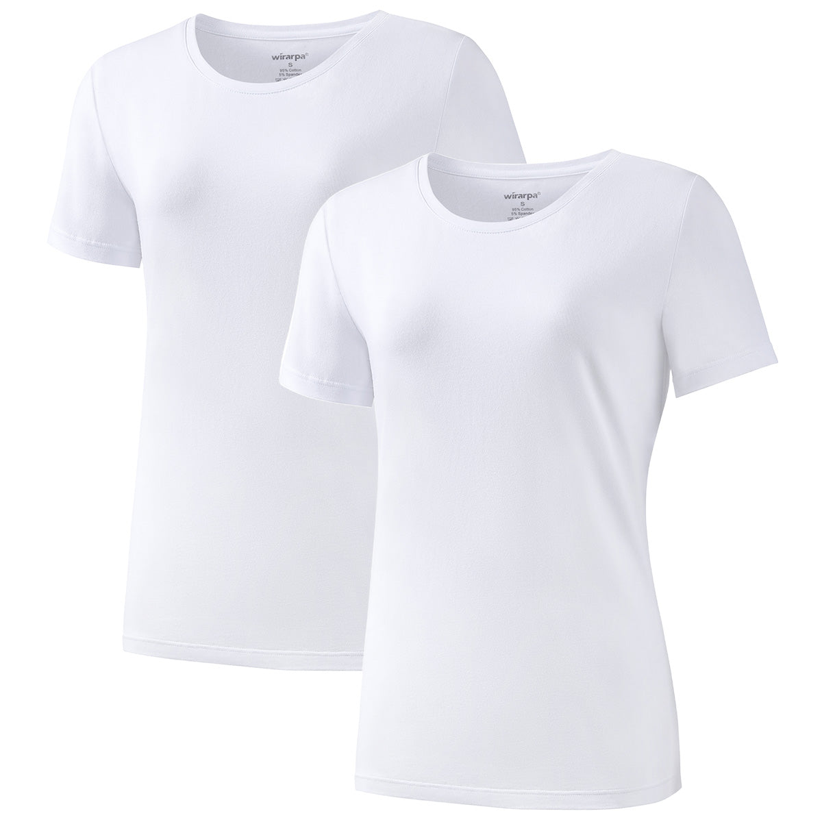 wirarpa Women's T-Shirts Cotton Crew Neck Short-Sleeve Casual Tees Tops Undershirt 2 Pack