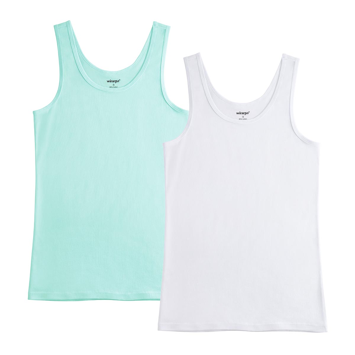 wirarpa Women's Tank Tops Cotton Undershirts Tanks Top Slim-Fit Camis Base Layer 2-Pack