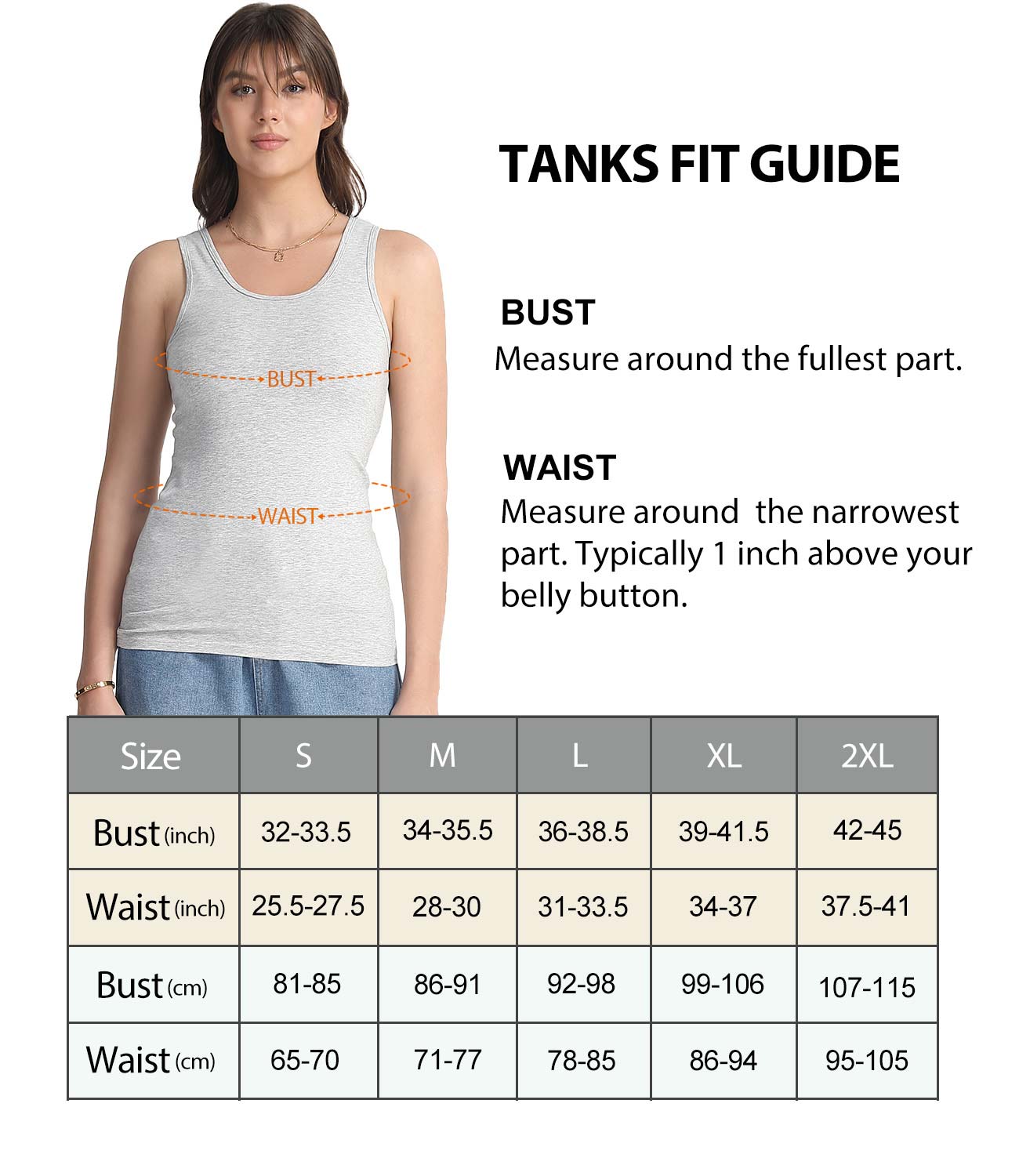 wirarpa Women's Tank Tops Cotton Undershirts Tanks Top Slim-Fit Camis Base Layer 2-Pack