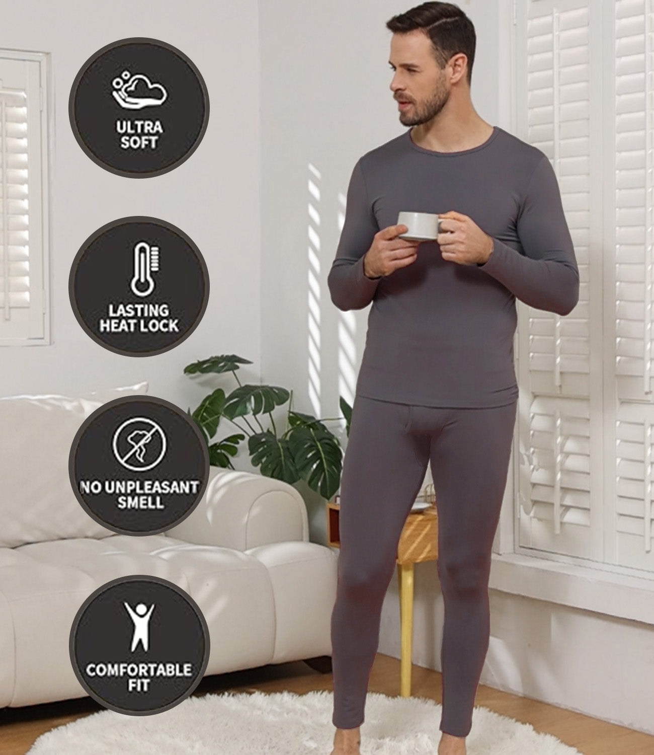 Wirarpa Men's Cotton Thermal Underwear Set