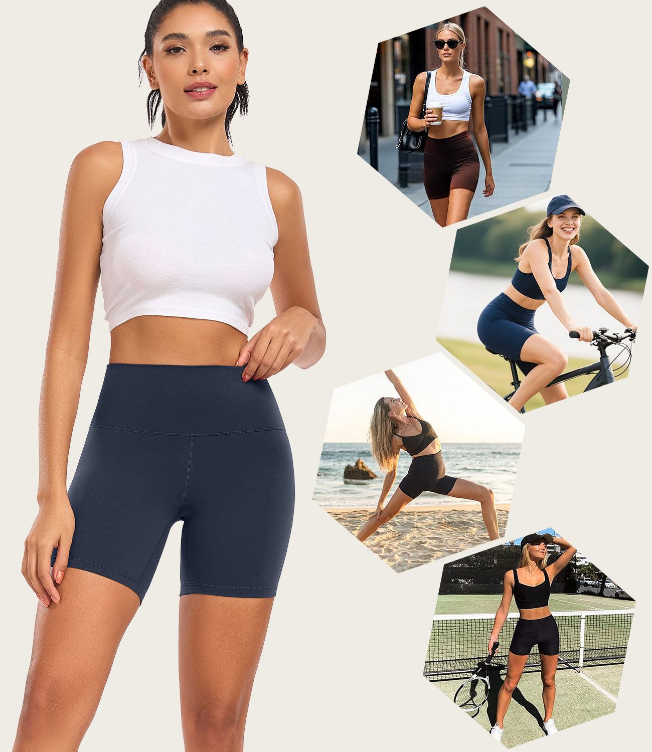 wirarpa Women's Biker Shorts High Waisted Soft Workout Running Yoga Spandex Shorts 6 Inches