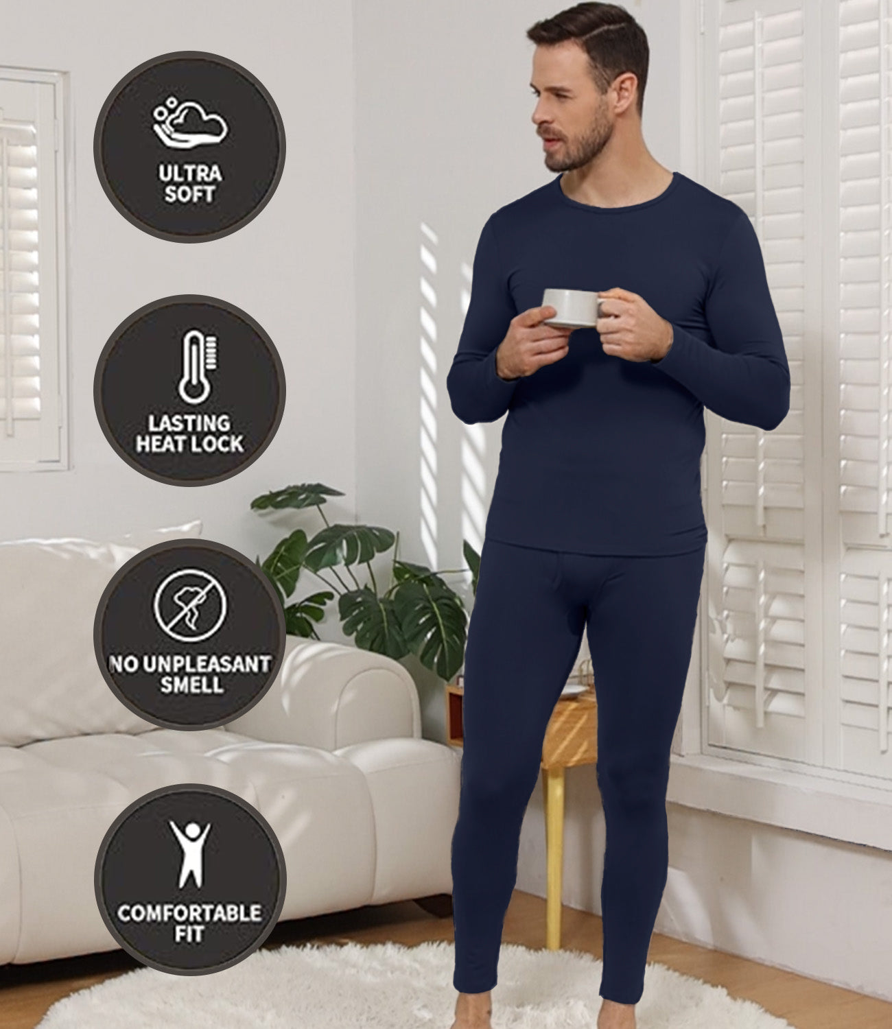 Wirarpa Men's Cotton Thermal Underwear Set