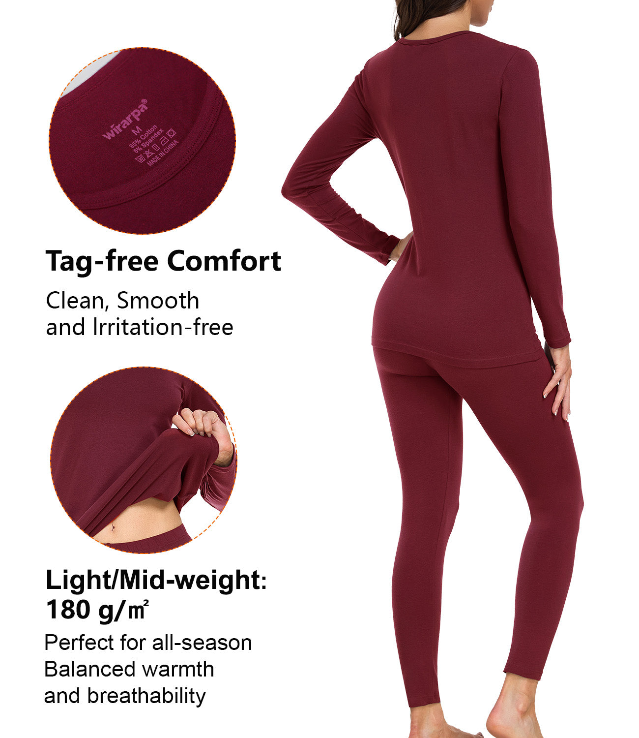 wirarpa Women's Cotton Thermal Underwear Set Long Johns Base Layer Pajama Set for Women Fall Top Bottom