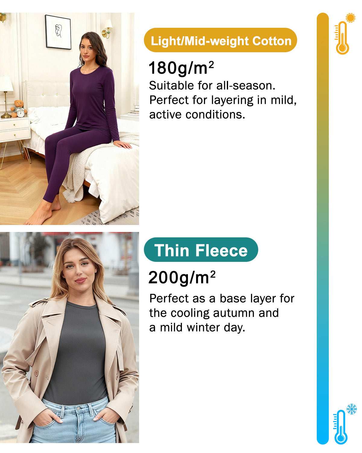 wirarpa Women's Cotton Thermal Underwear Set Long Johns Base Layer Pajama Set for Women Fall Top Bottom