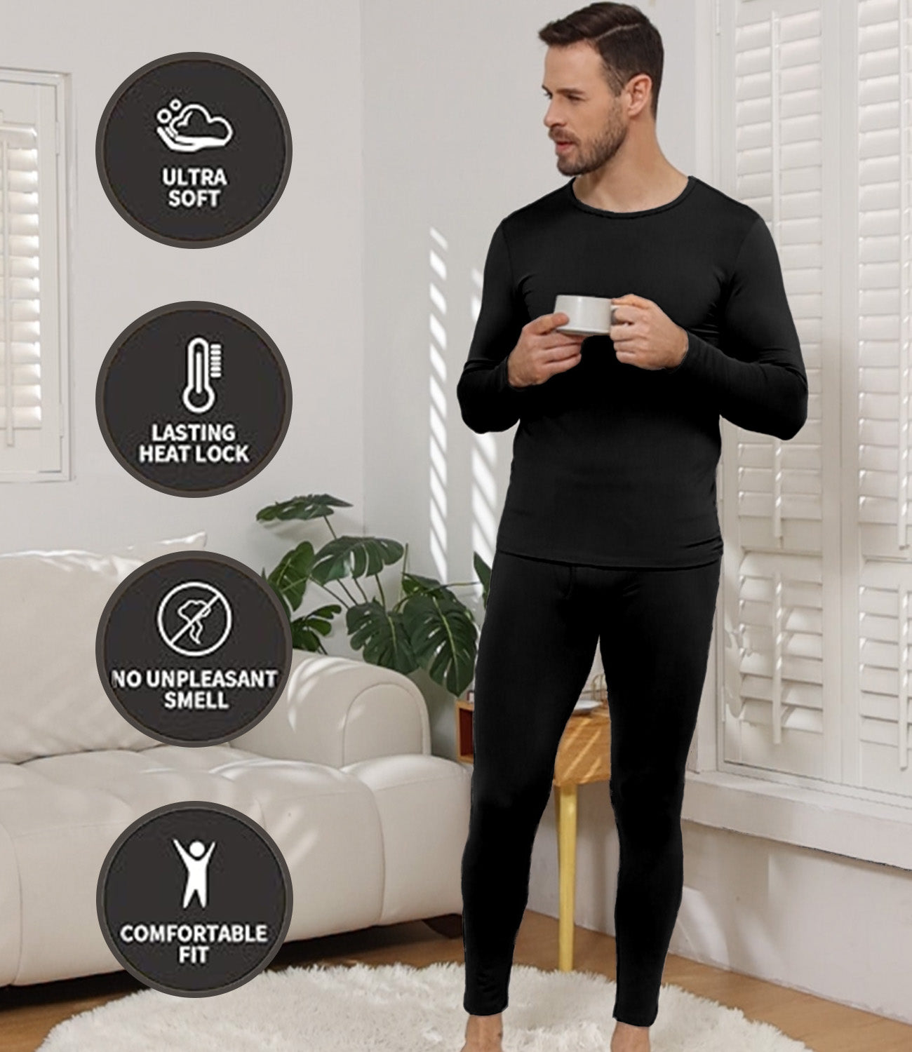 Wirarpa Men's Cotton Thermal Underwear Set