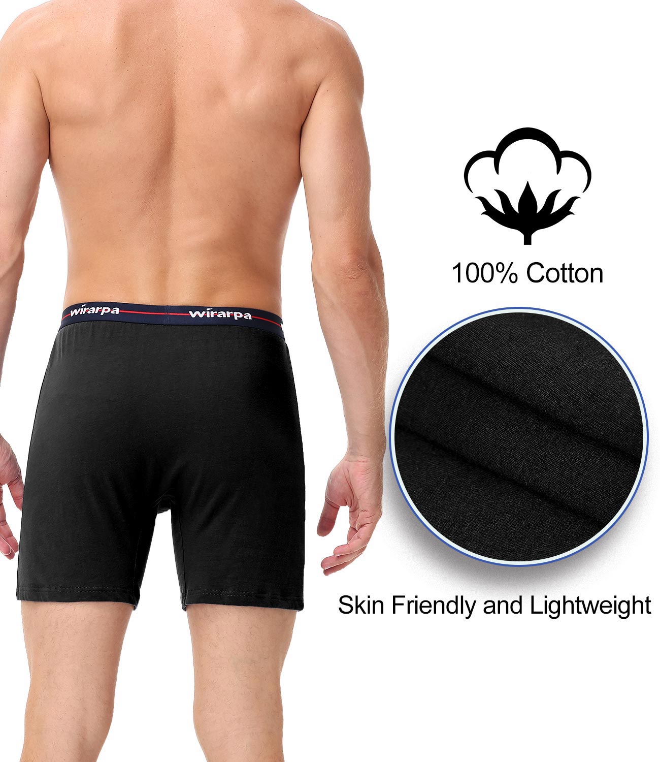 wirarpa Men's Boxer Shorts 100 Cotton Boxers Underwear Loose Fit Button Fly 4 Pack