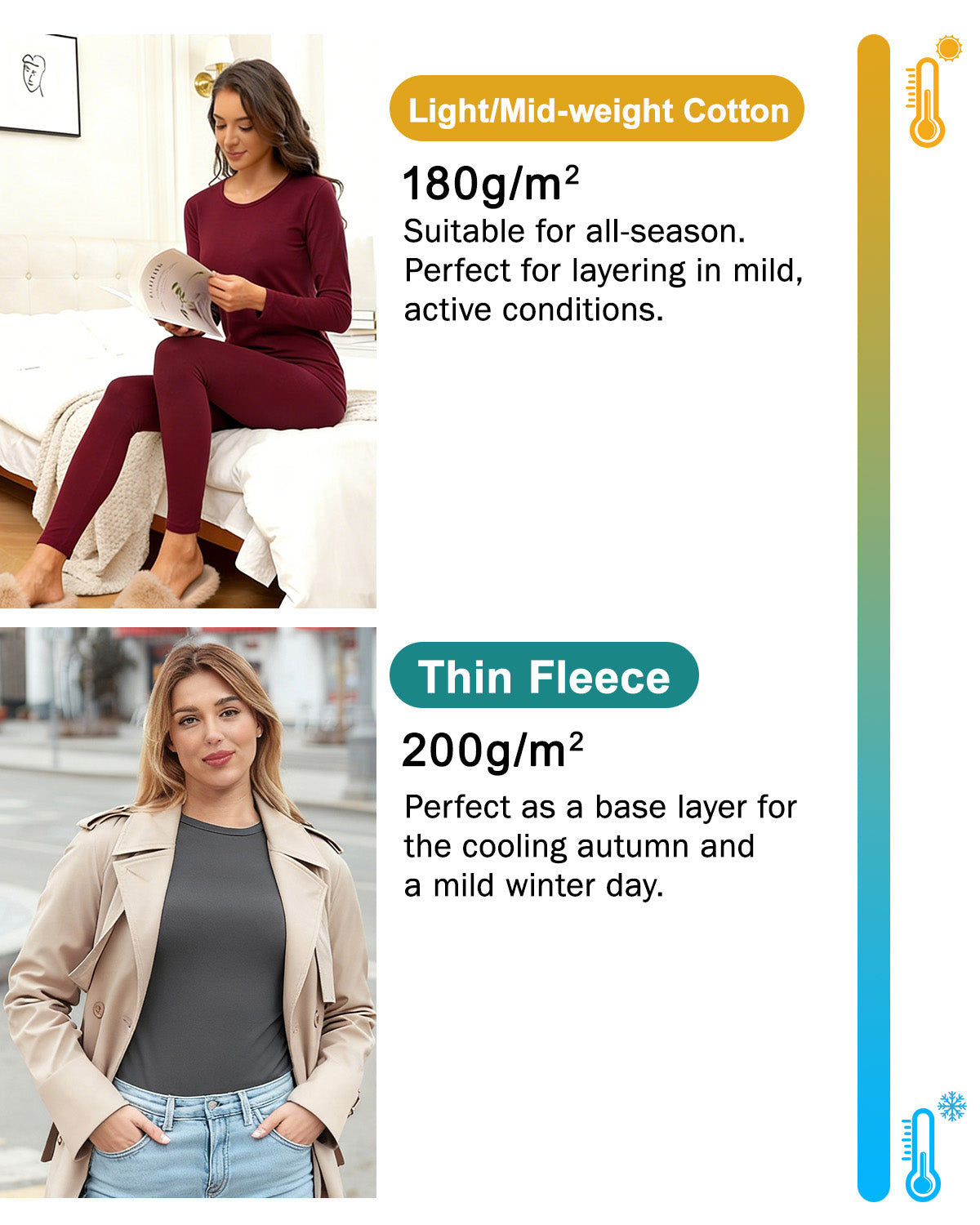 wirarpa Women's Cotton Thermal Underwear Set Long Johns Base Layer Pajama Set for Women Fall Top Bottom