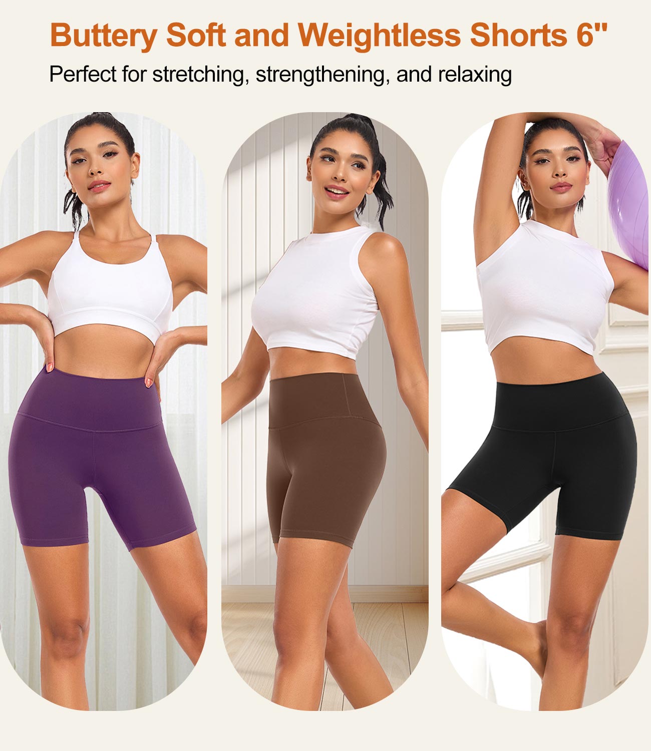 wirarpa Women's Biker Shorts High Waisted Soft Workout Running Yoga Spandex Shorts 6 Inches