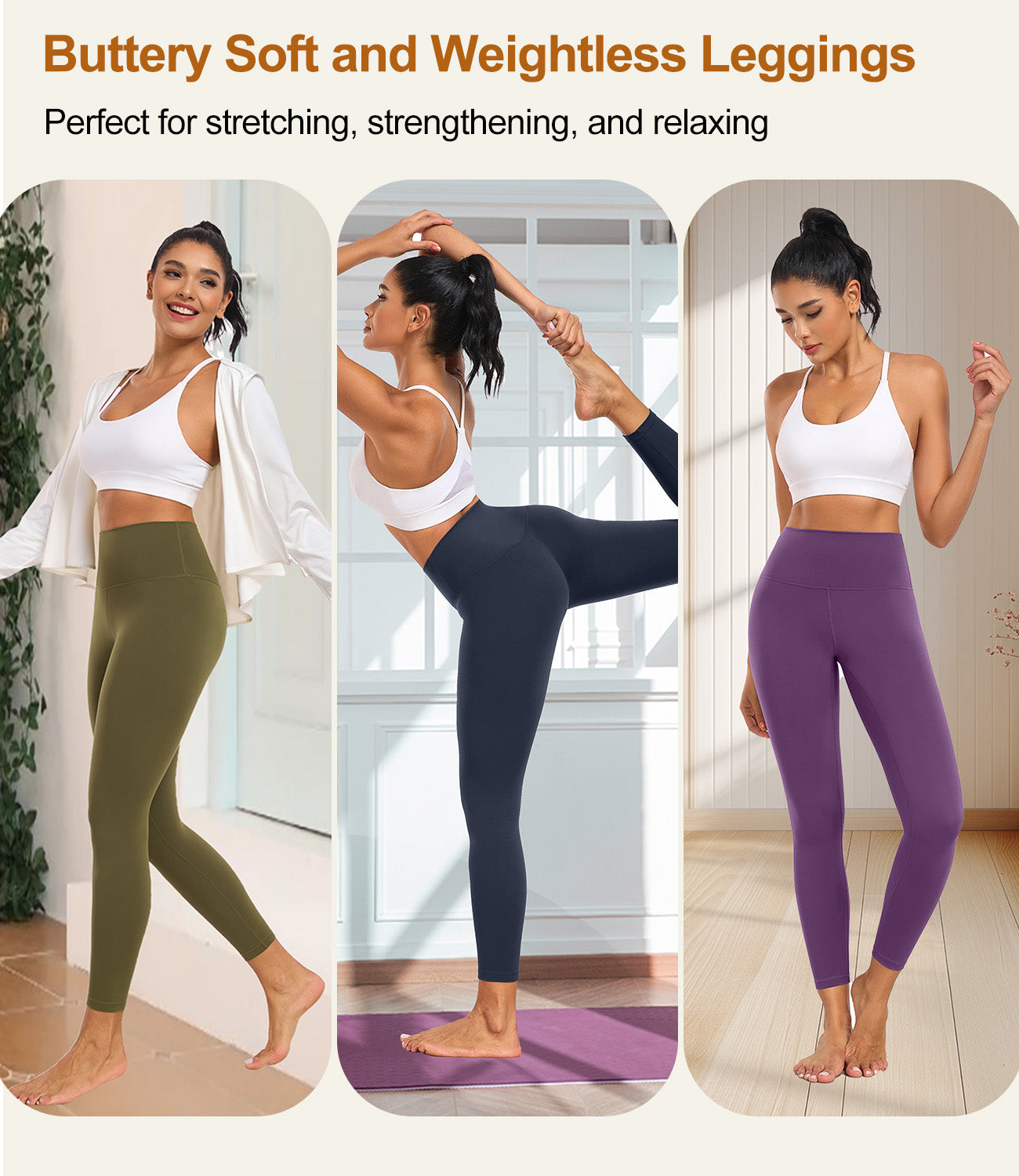 wirarpa Women's Yoga Leggings High Waisted Soft Lounge Legging 25" Running Pilates Yoga Pants for Women