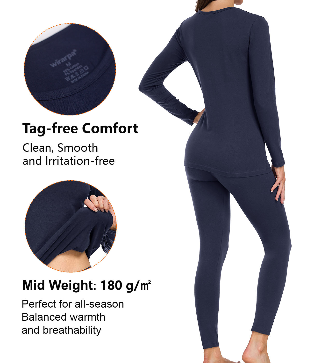 wirarpa Women's Cotton Thermal Underwear Set Long Johns Base Layer Pajama Set for Women Fall Top Bottom
